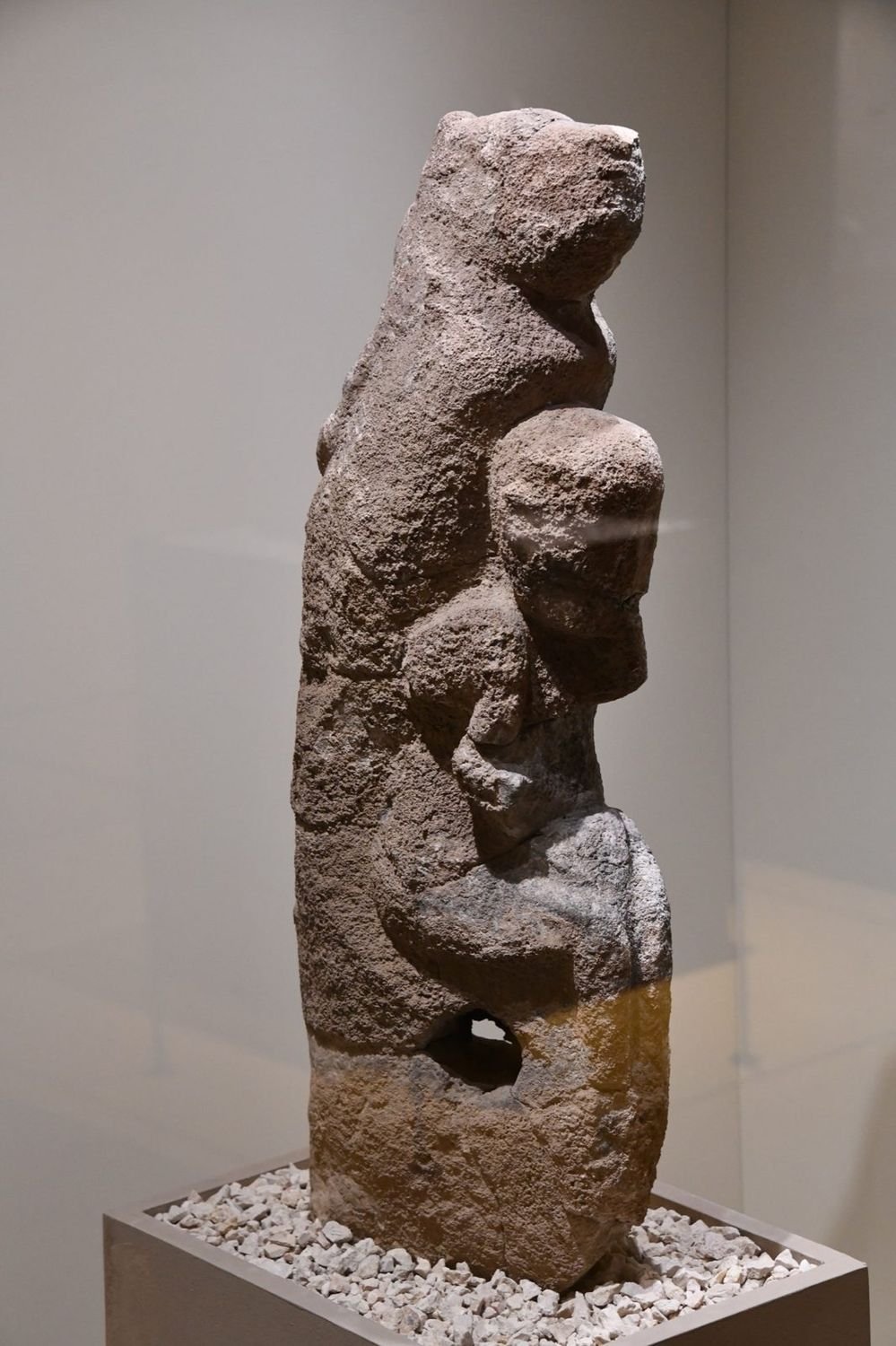 A composite 'totem' sculpture from Karahan Tepe, now in the Şanlıurfa Archaeology Museum — the same idea of beings combined into a single vertical object.