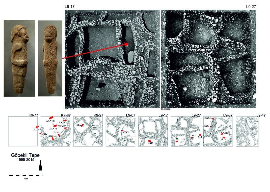 The statue in situ, at the moment of discovery in its sealed-off room.