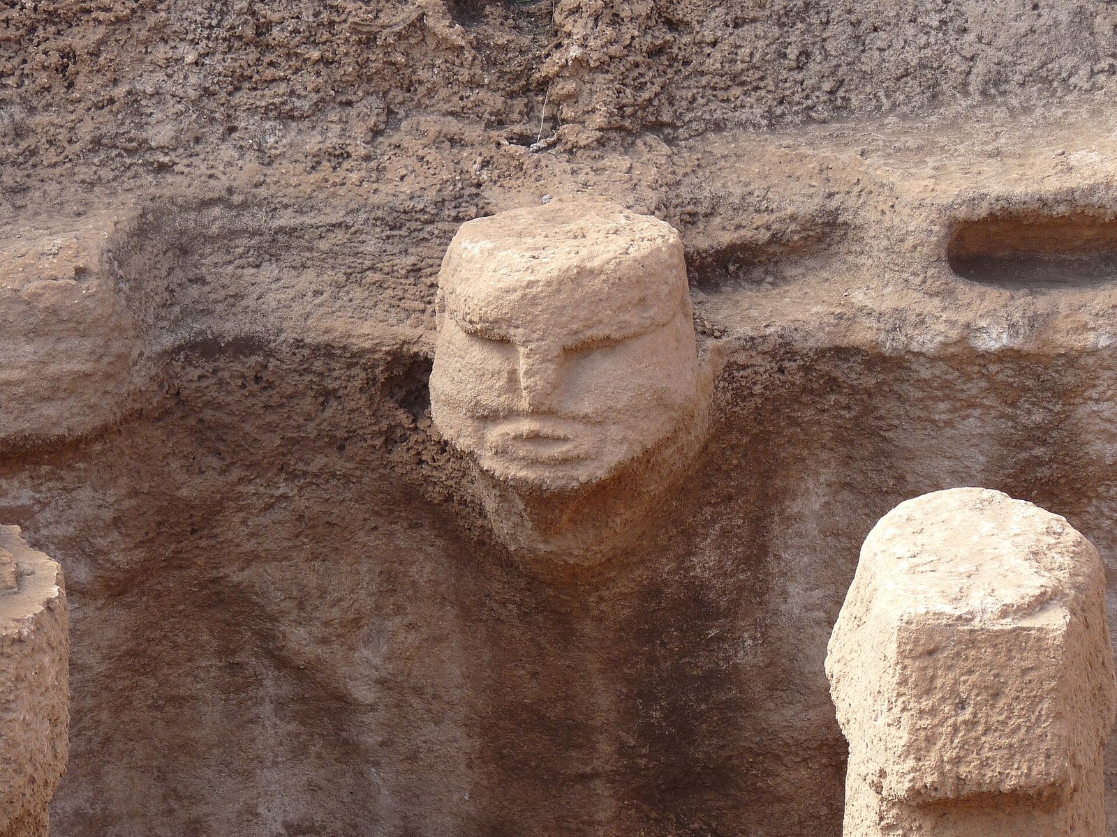 A human face carved into the bedrock at Karahan Tepe